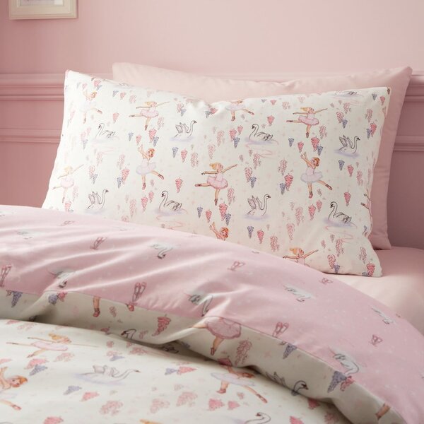 Set copripiumino e federa da bambini bianco e rosa in cotone per culla 120x150 cm Ballerina – Belle & Boo