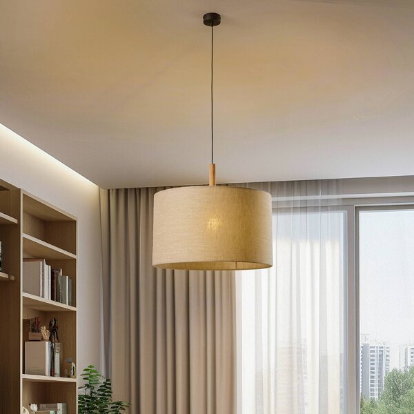 Lampada a sospensione Deva Nature, 1 luce, paralume in tessuto Nature TK Lighting, dimmerabile, Soggiorno / Sala da pranzo, Tessuto / Stoffa / Seta, Scandinavo