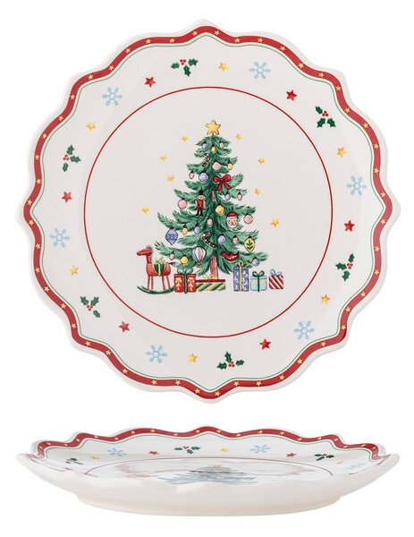Piatto da portata rosso/color crema in ceramica a tema natalizio ø 17 cm Naive – Bloomingville