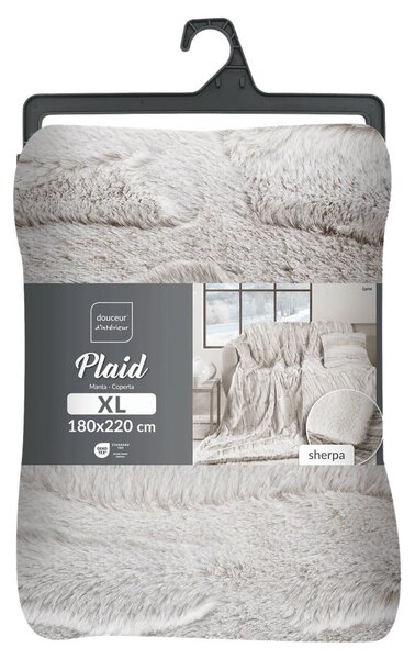 Coperta beige in micropile 180x220 cm Lynx – douceur d'intérieur