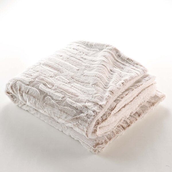 Coperta beige in micropile 180x220 cm Lynx – douceur d'intérieur