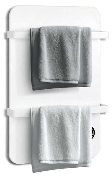 Pannello radiante a infrarossi ISOISL da 600W, con connessione Wi-Fi, dotato di 2 portasciugamani, timer, termostato e telecomando, colore bianco