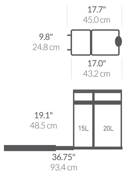 Bidone per rifiuti in plastica da 35 l Dual - simplehuman