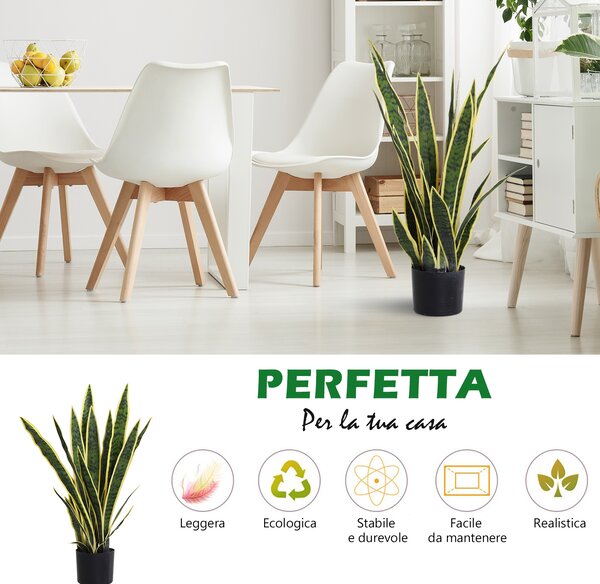 Outsunny Sanseveria Artificiale in Vaso, Pianta da Esterno e Interno con 21 Foglie (Ф15cm x 80cm)|Aosom