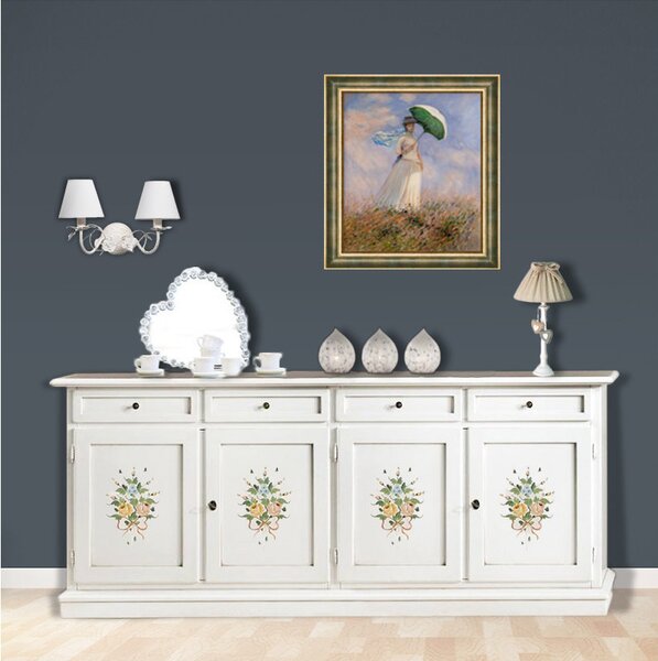 CREDENZA CRISTALLIERA IN LEGNO 3 ANTE MOD MARTINI SHABBY CHIC