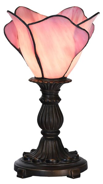 Lampada da tavolo 5LL-6099 in rosa, stile tiffany