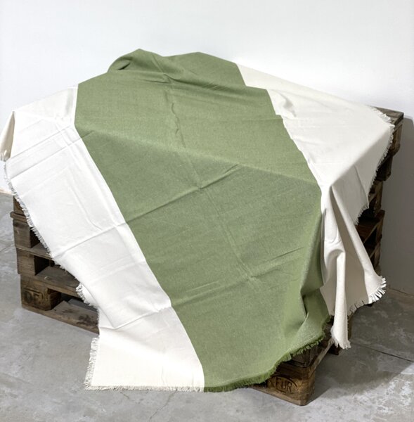 Zanetti Tovaglia in Cotone Natural con Frange 145x245 cm + 2 cm Frange Verde