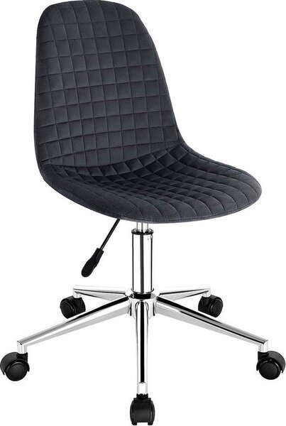 Sgabello da lavoro - Grigio scuro - Velluto - Ergonomico - Su rotelle - Regolabile in altezza - Senza braccioli