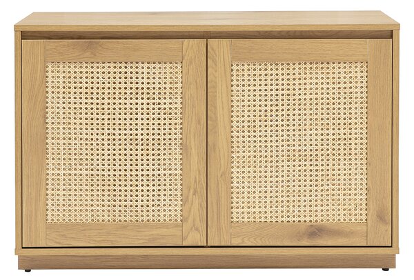 Buffet basso finitura legno chiaro quercia e intreccio di rattan L96 cm SEVILLE
