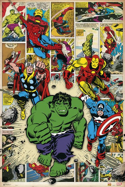 Posters, Stampe Marvel Comic - Here Come The Heroes