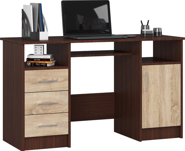 Scrivania ANA WENGE/SONOMA - Elegante e Funzionale con Ripiano Estraibile per Tastiera