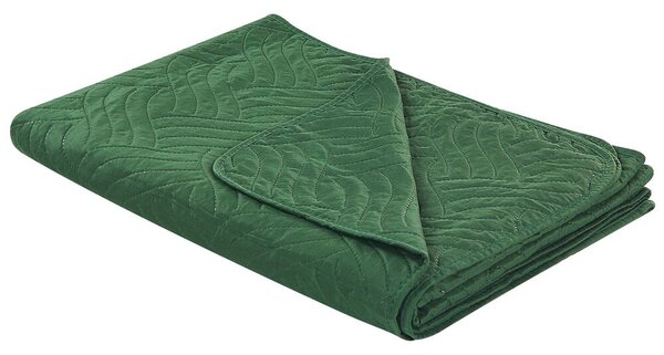 Copriletto in tessuto di poliestere verde 140 x 210 cm motivo goffrato decorativo copriletto biancheria da letto classico camera da letto Beliani