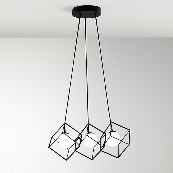 Lampadario perenz cube 8146 g9 led 15x15 cubo metallo oro opaco gabbia multiluce - Perenz