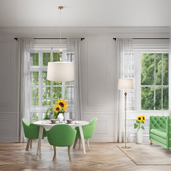Lampadario classico perenz abaco 8510 mc e27 led metallo ceramica paralume tessuto - Perenz