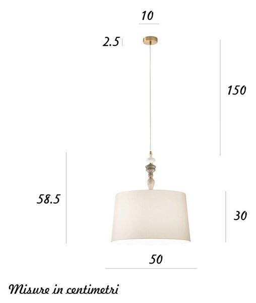 Lampadario classico perenz abaco 8510 mc e27 led metallo ceramica paralume tessuto - Perenz