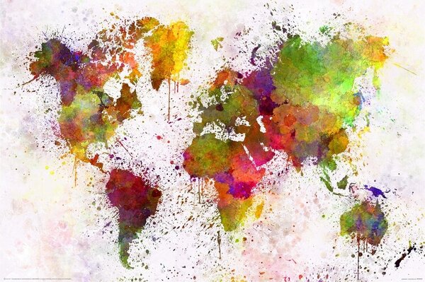 Posters, Stampe World Map - Watercolour, (120 x 80 cm)