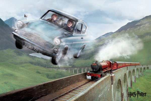 Posters, Stampe Harry Potter - Flying Ford Anglia, (120 x 80 cm)