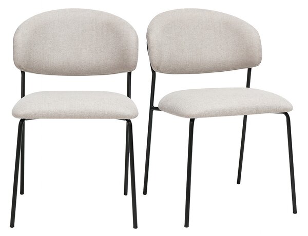 Sedie in tessuto effetto velluto beige testurizzato e metallo nero (set di 2) BENTA