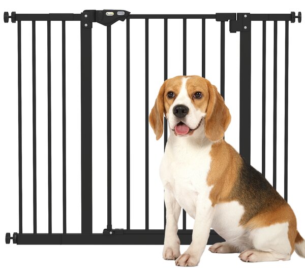 PawHut Cancellino per Cani Regolabile Fino a 100 cm Senza Viti con 2 Estensioni e Altezza 72 cm, Nero