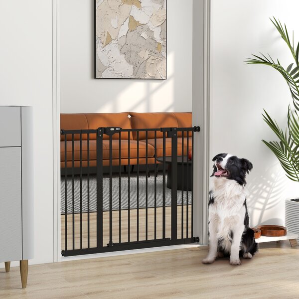 PawHut Cancellino per Cani Regolabile Fino a 100 cm Senza Viti con 2 Estensioni e Altezza 72 cm, Nero