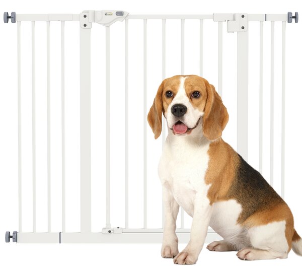 PawHut Cancellino per Cani Regolabile Fino a 100 cm Senza Viti con 2 Estensioni e Altezza 72 cm, Bianco|Aosom
