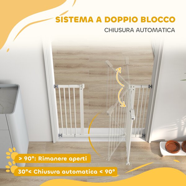 PawHut Cancellino per Cani Regolabile Fino a 100 cm Senza Viti con 2 Estensioni e Altezza 72 cm, Bianco|Aosom