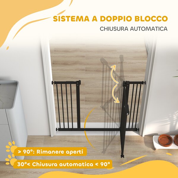 PawHut Cancellino per Cani Regolabile Fino a 100 cm Senza Viti con 2 Estensioni e Altezza 72 cm, Nero