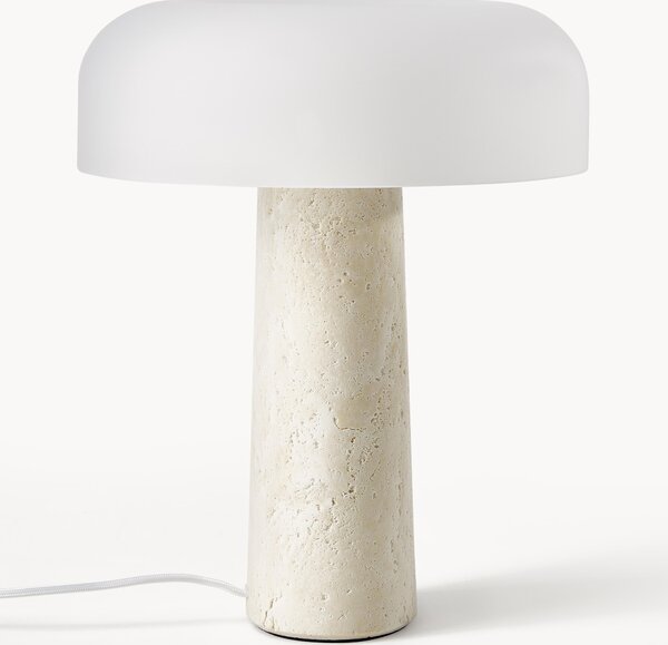 Lampada da tavolo con base in travertino Carla