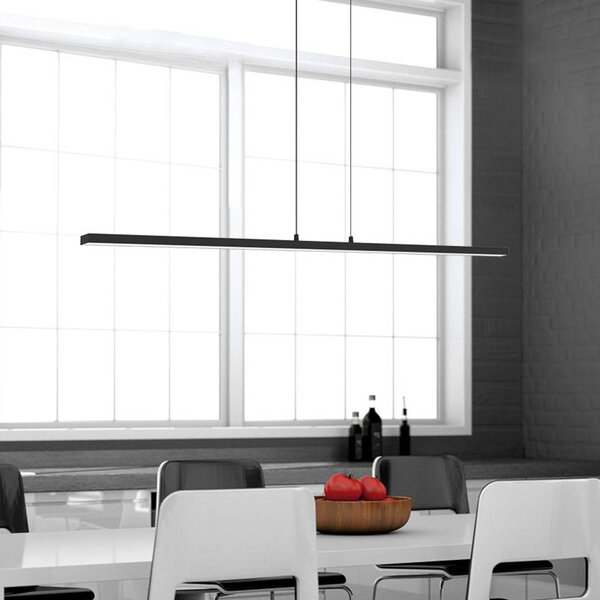 Steinhauer Lampada LED a sospensione Bande, 150 cm up/down, nera, CCT, dimmerabile, Nero, Soggiorno / Sala da pranzo, Metallo, Moderno