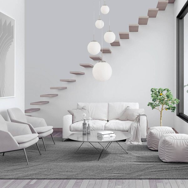 Steinhauer Lampada a sospensione in vetro Bollique, dimmerabile, Alluminio / Grigio / Zincato, Soggiorno / Sala da pranzo, Metallo, Lampada a sospensione