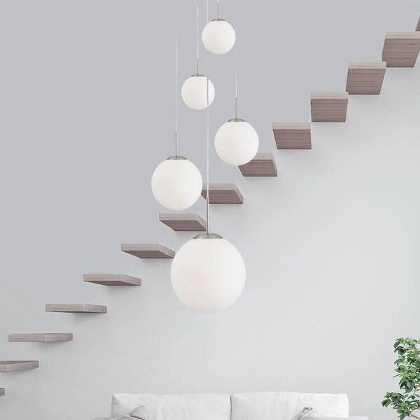 Steinhauer Lampada a sospensione in vetro Bollique, dimmerabile, Alluminio / Grigio / Zincato, Soggiorno / Sala da pranzo, Metallo, Lampada a sospensione