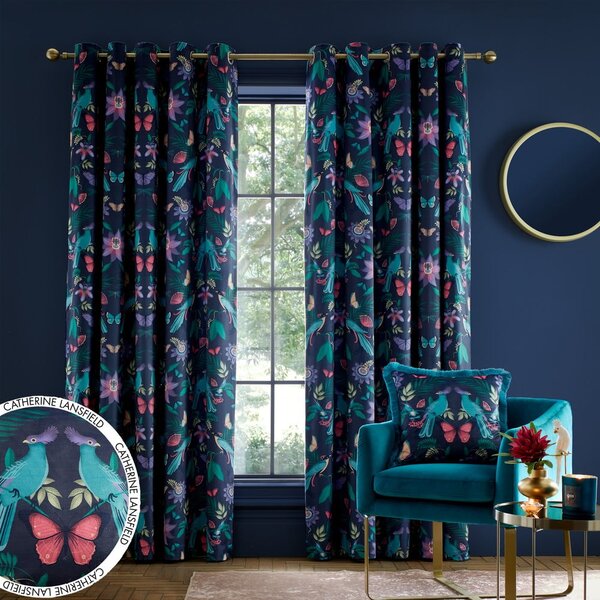 Tende in set blu 2 pz 117x229 cm Mya Tropical Bird – Catherine Lansfield