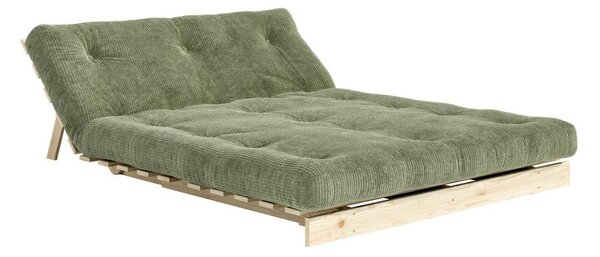 Divano verde allungabile con rivestimento in velluto a coste 140 cm Roots – Karup