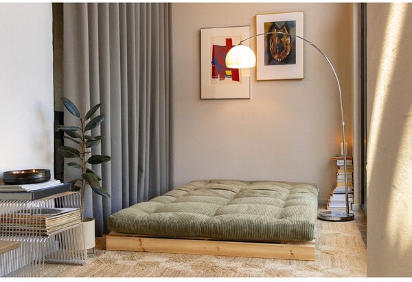 Divano verde allungabile con rivestimento in velluto a coste 140 cm Roots – Karup