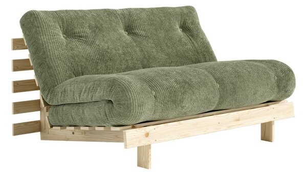 Divano verde allungabile con rivestimento in velluto a coste 140 cm Roots – Karup
