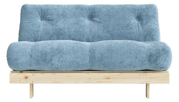 Divano azzurro allungabile con rivestimento in velluto a coste 140 cm Roots – Karup