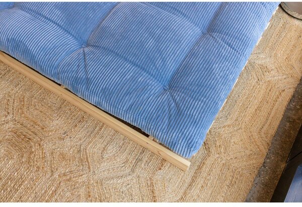 Divano azzurro allungabile con rivestimento in velluto a coste 140 cm Roots – Karup