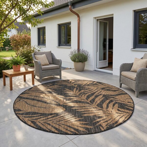 Tappeto da interno/esterno rotondo nero/marrone ø 80 cm Mira 1451 – Ayyildiz Carpets