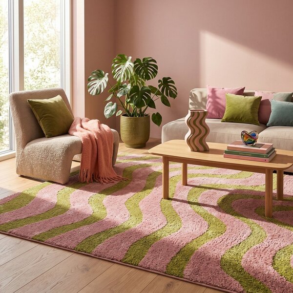 Tappeto verde/rosa 160x230 cm Aurora – ESTE