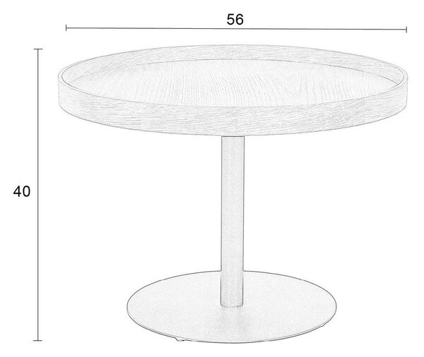 Tavolino da salotto rotondo nero con piano effetto rovere ø 56 cm Yuri M – White Label