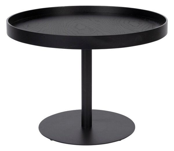 Tavolino da salotto rotondo nero con piano effetto rovere ø 56 cm Yuri M – White Label