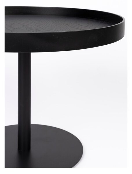 Tavolino da salotto rotondo nero con piano effetto rovere ø 56 cm Yuri M – White Label