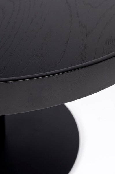 Tavolino da salotto rotondo nero con piano effetto rovere ø 56 cm Yuri M – White Label