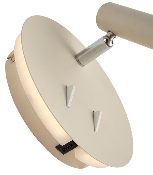 Lampada da Parete Moderna Beige Incl. LED con USB-C - Croft