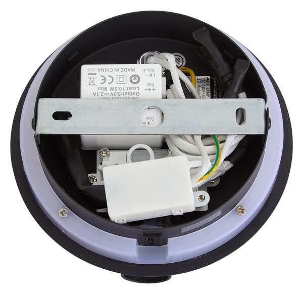 Lampada da parete moderna nera con LED integrato e USB-C - Croft