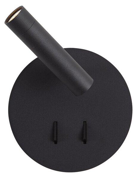 Lampada da parete moderna nera con LED integrato e USB-C - Croft