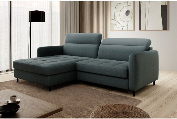 Divano angolare verde polveroso allungabile/con contenitore (con penisola a sinistra/con chaise lounge) e rivestimento in velluto Gomsi – ELTAP