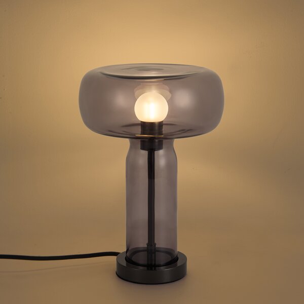 Lampada da tavolo Hotel Chic color canna di fucile con vetro fumé - Amara