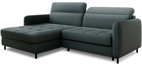 Divano angolare verde polveroso allungabile/con contenitore (con penisola a sinistra/con chaise lounge) e rivestimento in velluto Gomsi – ELTAP