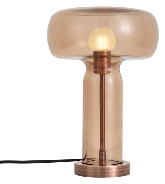 Lampada da tavolo Hotel Chic bronzo scuro con vetro marrone - Amara